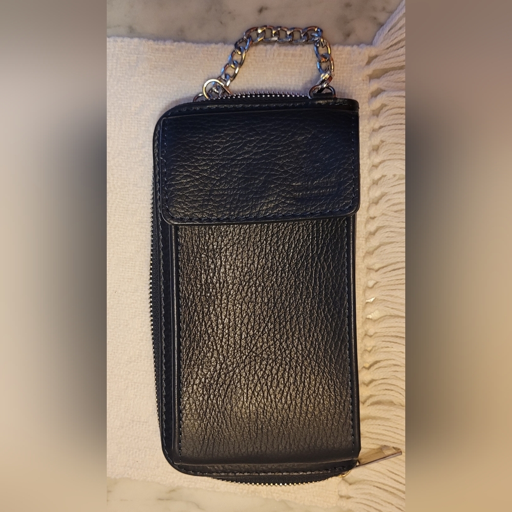 Vera Pelle Black Leather Phone Case with Chain - Picture 2 of 8